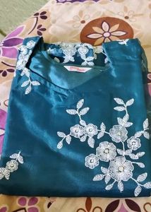ORGANZA KURTHI WITH EMBROIDERY