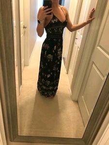 SHEIN Guipure Lace Insert Split Floral Maxi Cami