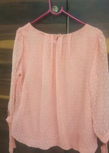 Peach Blouse with Polka Dots