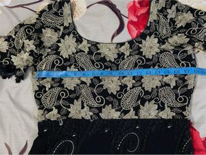 Elegant Black &amp; Gold Embroidered Dress