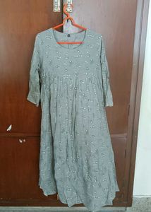 Grey Floral Dress 🌸 – Good Condition