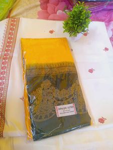 Trending foil print saree double colour