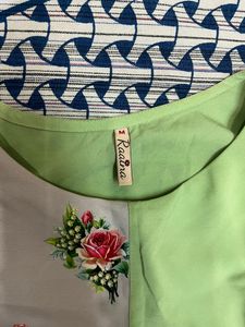 Pastel Green And Grey Colour Kurthi