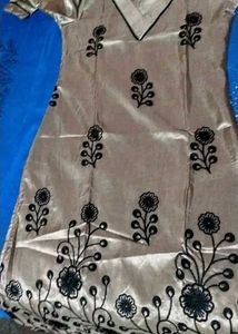 Golden Black Embroidery Kurta Set