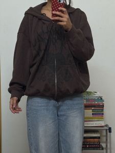 Brown Graphic Print Hoodie