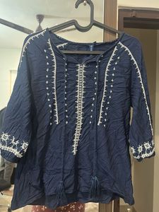 Embroidered Blue Top