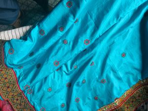 Elegant Sky Blue Embroidered Saree