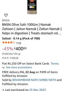 BNSN Olive Salt - 100g