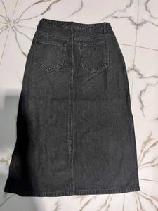 Black Denim Midi Skirt