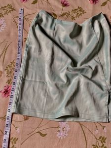 Jeuvre Mint  Satin Slit Skirt