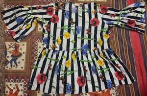 Title -- 🌸Bold Floral Striped Peplum Top | Chic &