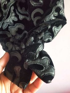 ZARA Black Faux Leather Velvet Top