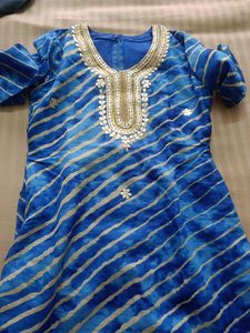 Blue Striped Kurti with Embellishments