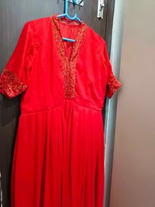 Aliya Cut Red Heavy Long Gown