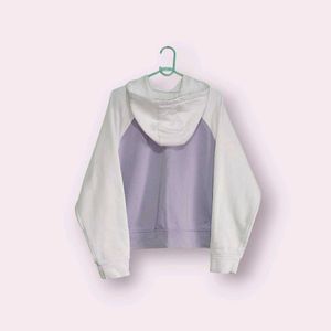 Lilac &amp; White Colorblock Hoodie