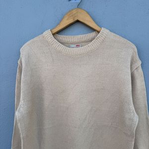 Beige Knit Pullover Sweater
