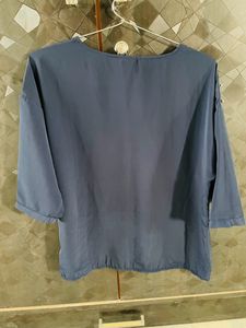 Blue balloon Top With Detailed Shoulder