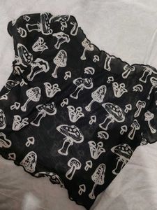 Mushroom Print Mesh Top