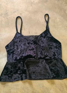 Black Velvet Peplum Tank Top