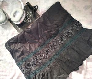 Black Embroidered Midi dress