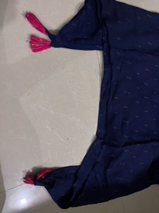 Navy Blue Handkerchief Hem Dress