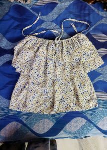 cute off shoulder white top with flower pattern