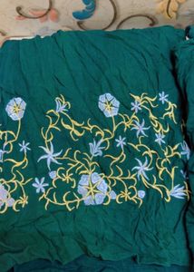 Emerald Green Embroidered Kurti Set