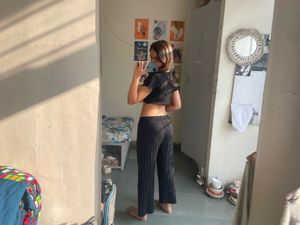 Black Crop Top &amp; Wide Leg Pants