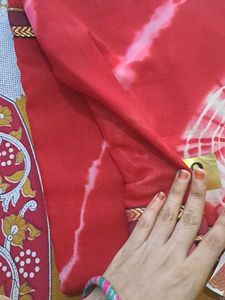 New Red Big  Bandej Saree
