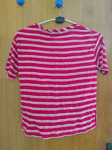 Striped Tshirt With Knotted Hem
