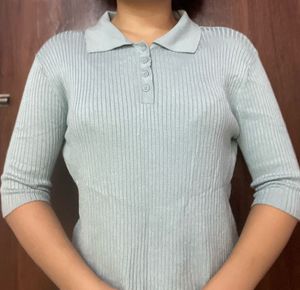 Powder Blue Ribbed Top