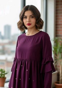 Pluss Branded Purple Babydoll Dress