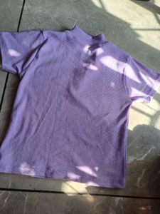 Lavender Zip-Up Short Sleeve Top