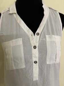 Branded Sleeveless White Shirt