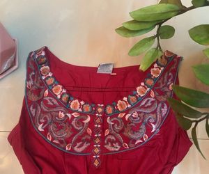 Red Embroidered short kurti