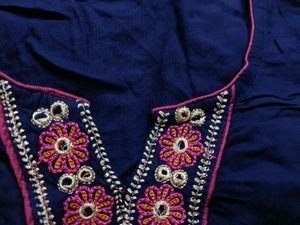 Navy Blue Embroidered Kurta!