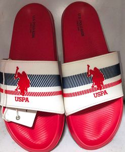 USPA Mens Rafa Printed Slides - Red &amp; White