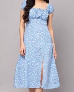 Blue Floral Midi Dress