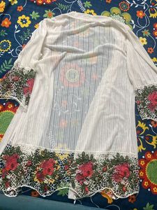 Floral Embroidered Sheer Cardigan Nightwear
