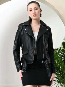 Black Faux Leather Biker Jacket