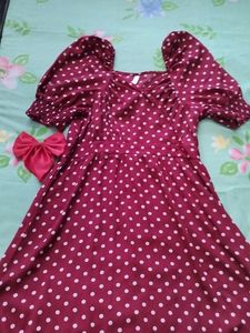Red Bow + Polka Dot Dress Combo