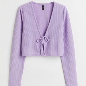 H&amp;M Lilac Ribbed Tie-Front Cardigan