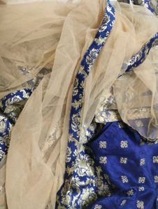 Elegant Blue &amp; Gold Ethnic Skirt