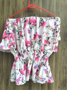 Korean Floral Frilled Tube Top