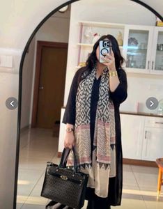 Black Kurti with Printed Scarf