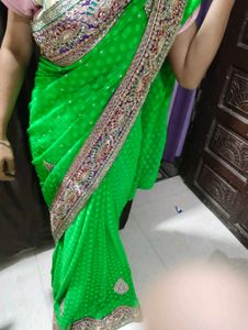 Green Embellished Saree