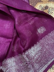 Purple &amp; Silver Sari Fabric