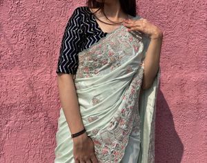 Handwork &amp; Embroidered Saree With Blouse