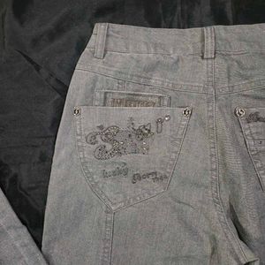 low waist straight fit Y2K sparkle denim