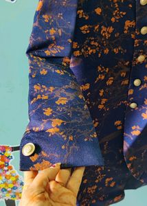 Dark Blue Print Indo Western Sherwani 😍